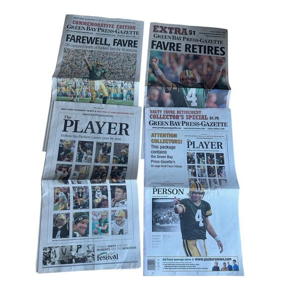 Brett Favre 2008 Retirement Newspaper Set Green Bay Press Gazette - Picture 4 of 12